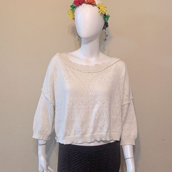 Free People Sandcastle Crop Sweater Size Small - Picture 4 of 12